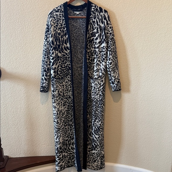 Barefoot Dreams CC Wilderness Long Robe-Cream/Indigo XXS/XS - Picture 3 of 10